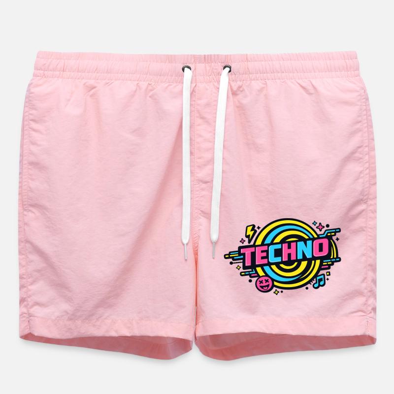 Techno Neon Retro Circle - Swim Trunks - pink