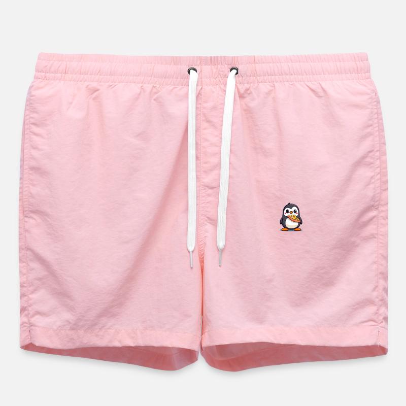 Pinguin süß mit Pizza - Badeshorts - Pink