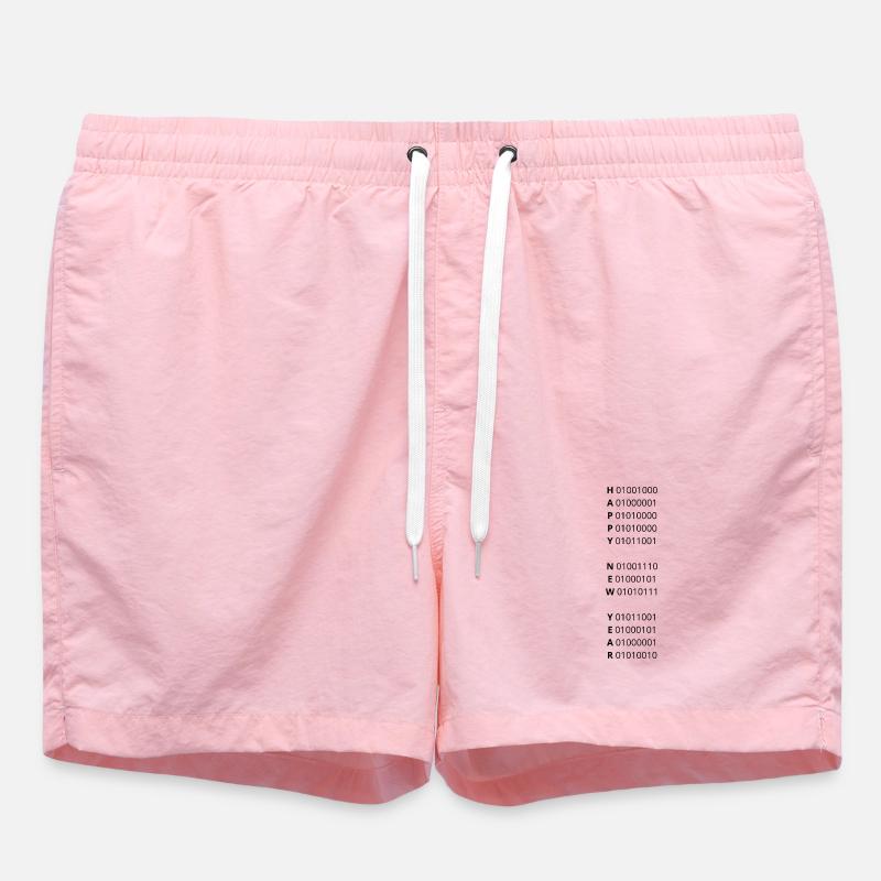 HAPPY NEW YEAR – binary code - Swim Trunks - pink
