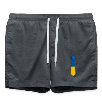 Cravate en blocs de couleur bleu et jaune - Short de bain -  - Devant