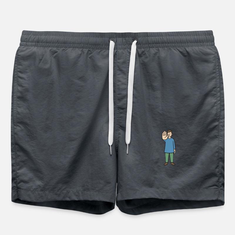 Stop Gesture Cartoon Character - Swim Trunks - undefined
