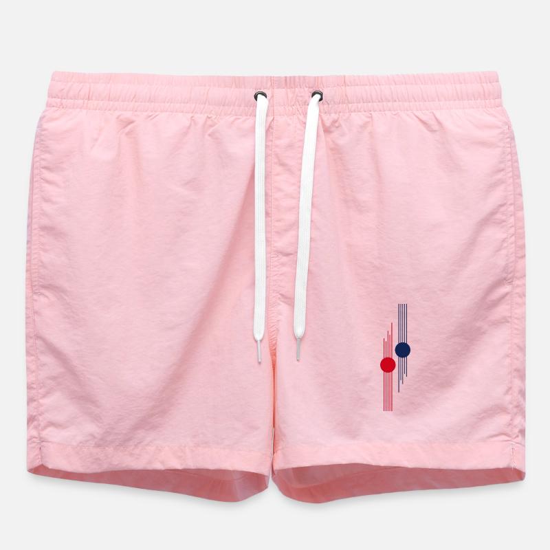 Red-Blue Geometric Pulse - Swim Trunks - pink