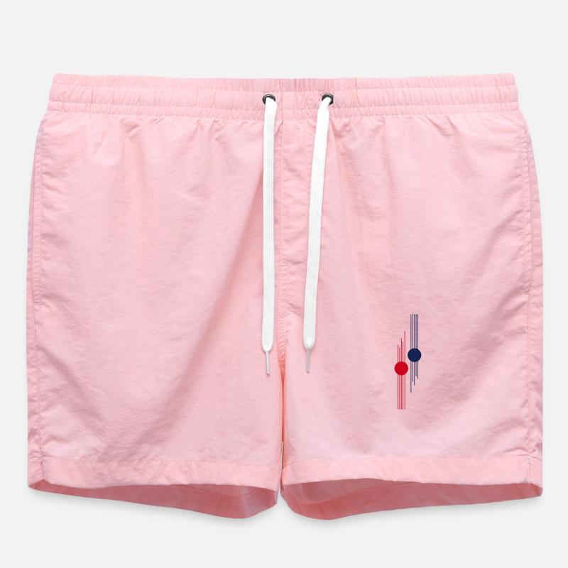 Red-Blue Geometric Pulse - Swim Trunks - pink