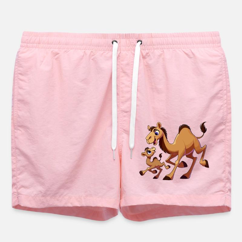 Kamelmutter mit herumtollendem Kind - Badeshorts - Pink