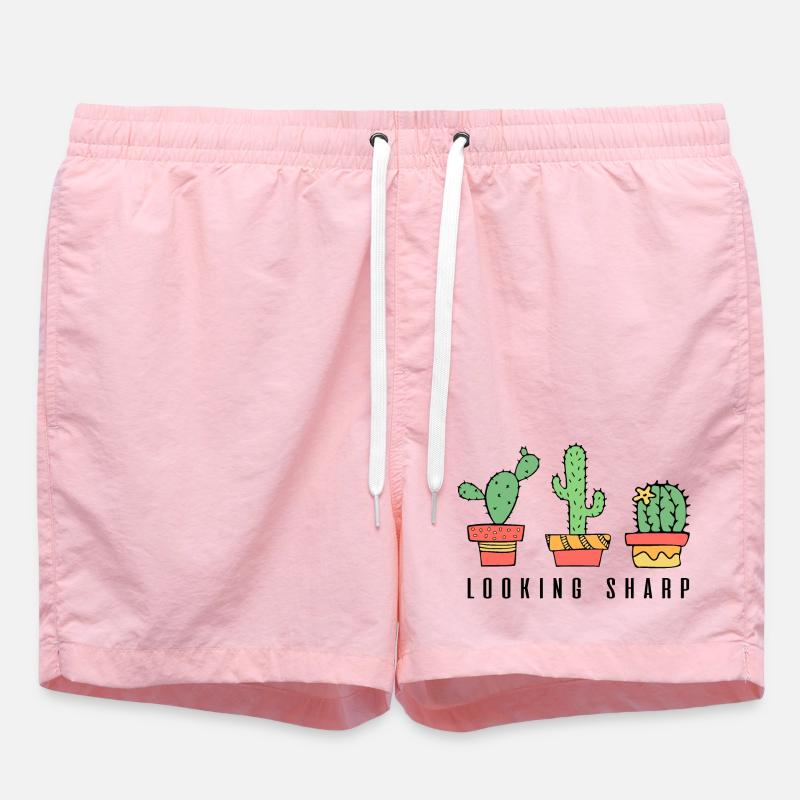 Looking Sharp Cactus Quote - Swim Trunks - pink