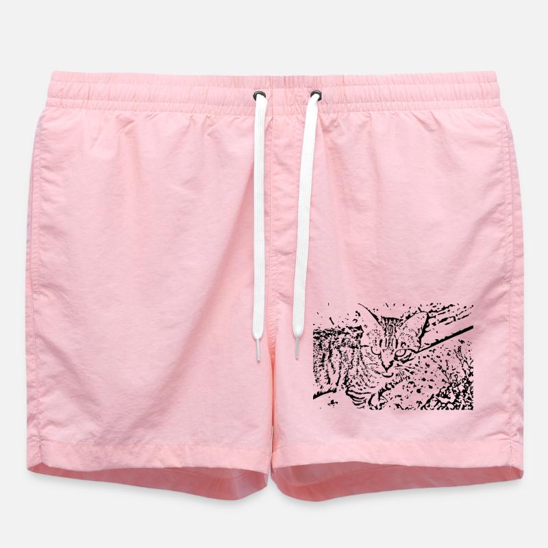 chat chaton noir mignon - Short de bain - rose