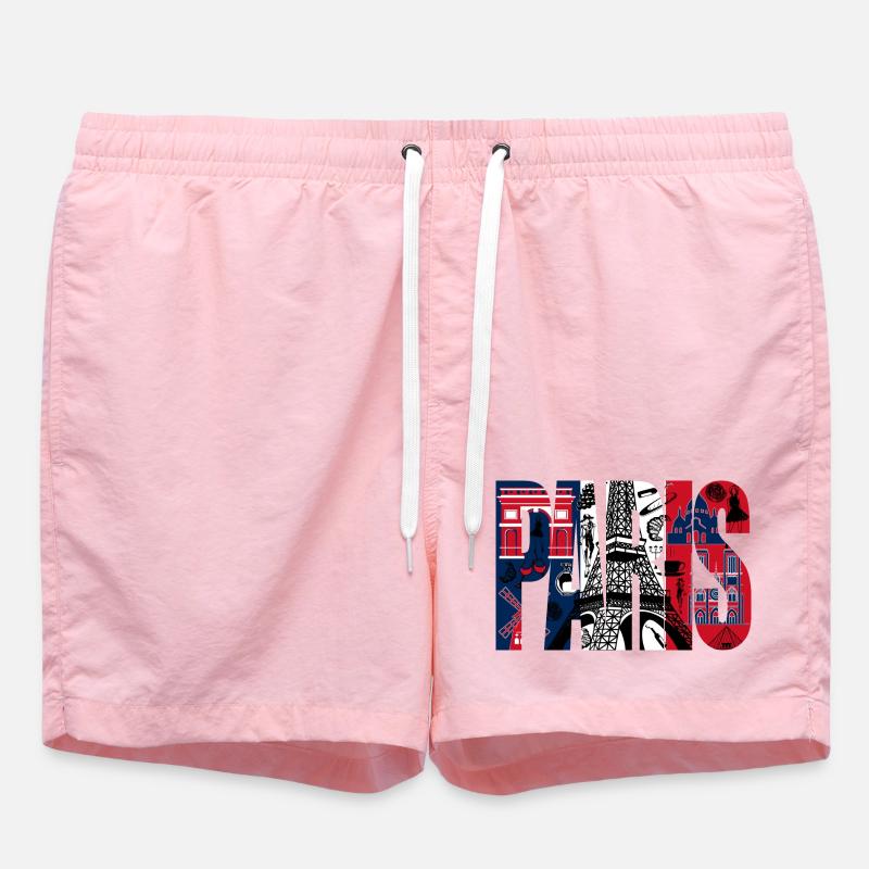 Collage Paris Eiffel Tour - Swim Trunks - pink