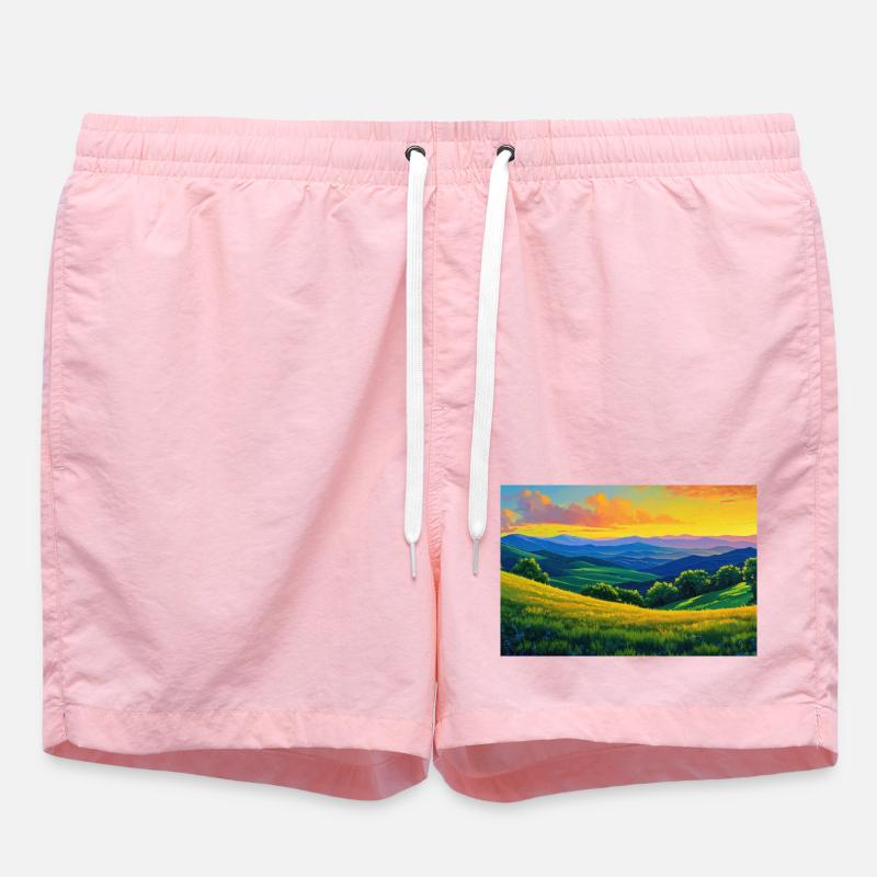 Poster Illustration Paysage de Nature - Short de bain - rose