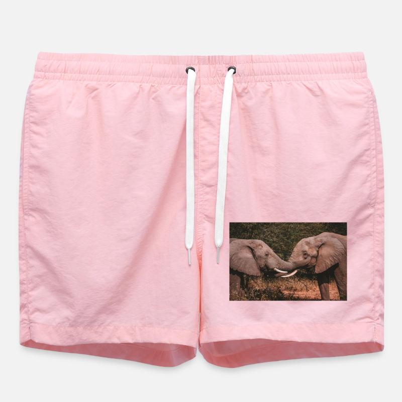 Elephants Intertwining Trunks  - Swim Trunks - pink