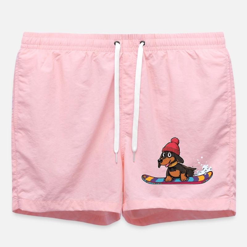 Snowboard teckel en hiver - Short de bain - rose