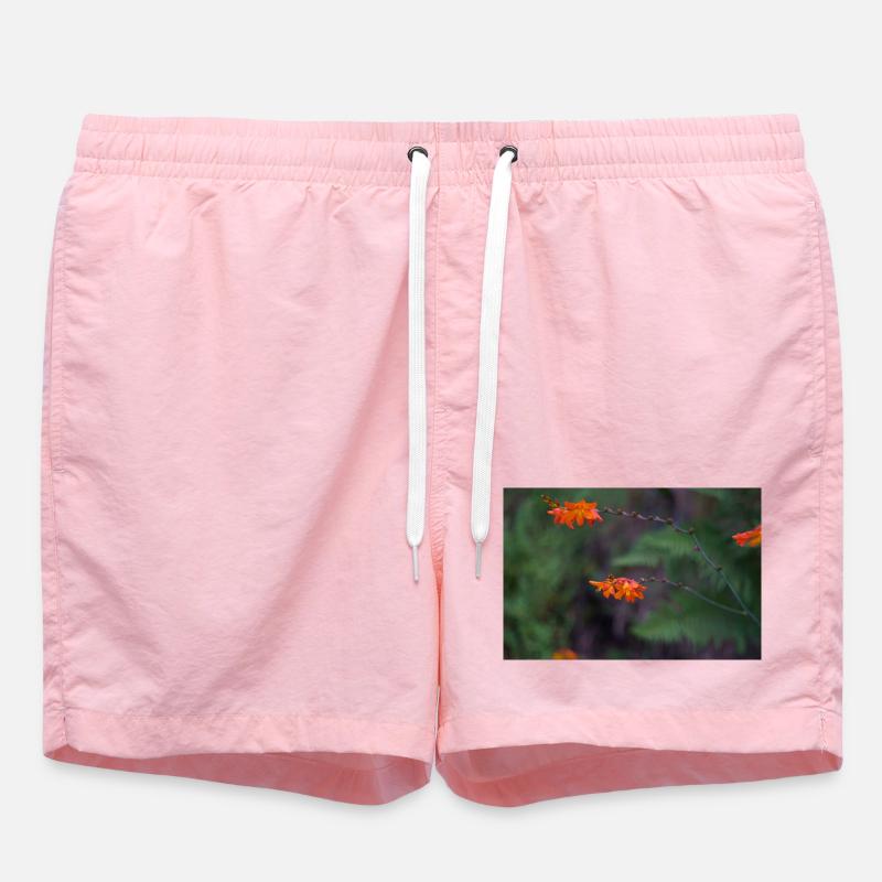 Orange Bloom on Arching Stem - Swim Trunks - pink