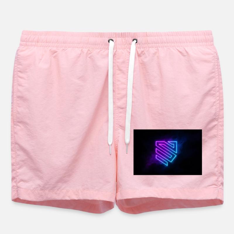Neon Geometric Shield - Swim Trunks - pink