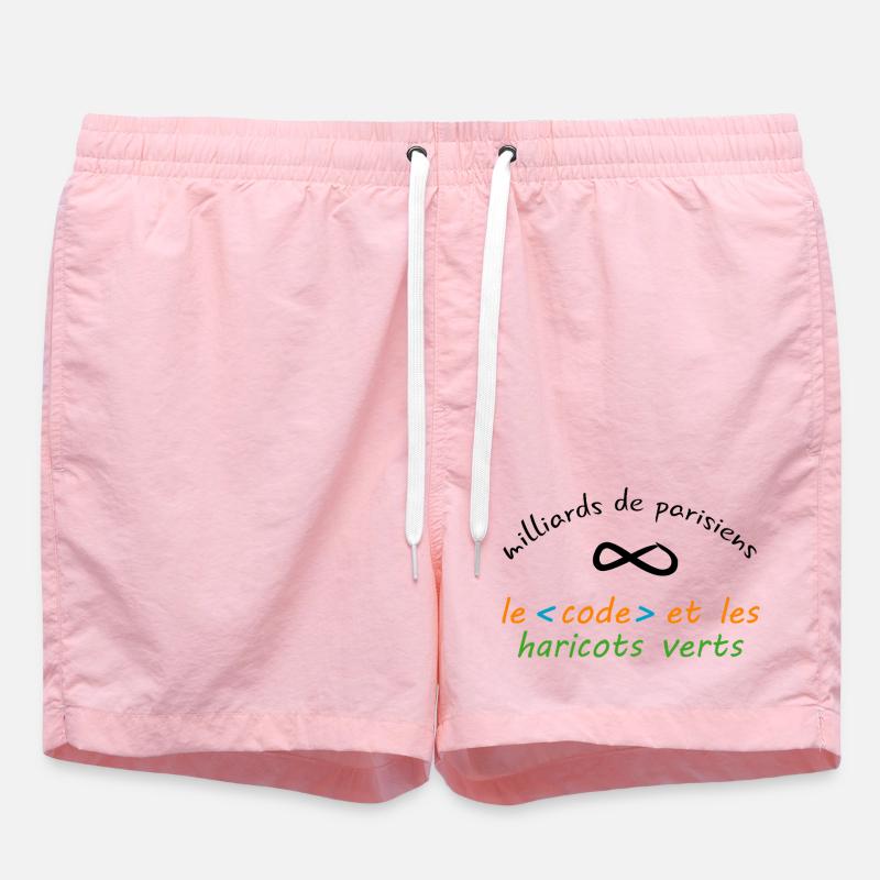 8_milliards_de_parisiens_le_code_et_les_haricot - Swim Trunks - pink