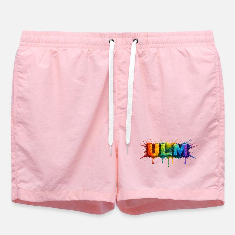 Regenbogenfarben ULM Schriftzug - Badeshorts - Pink