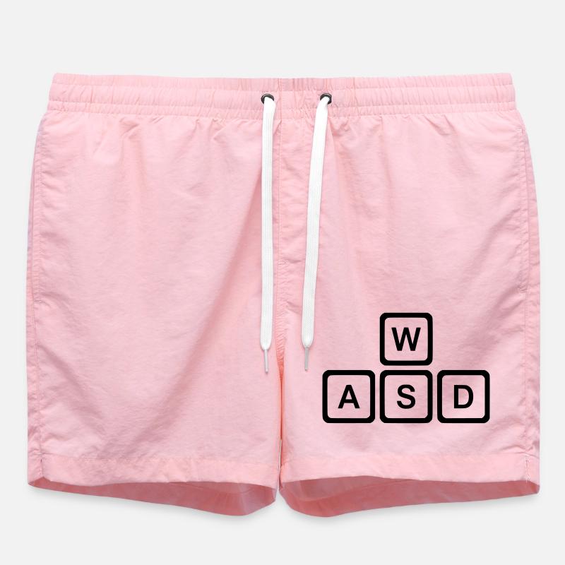 WASD Keys, PC Gaming Nerd Vector - Short de bain - rose