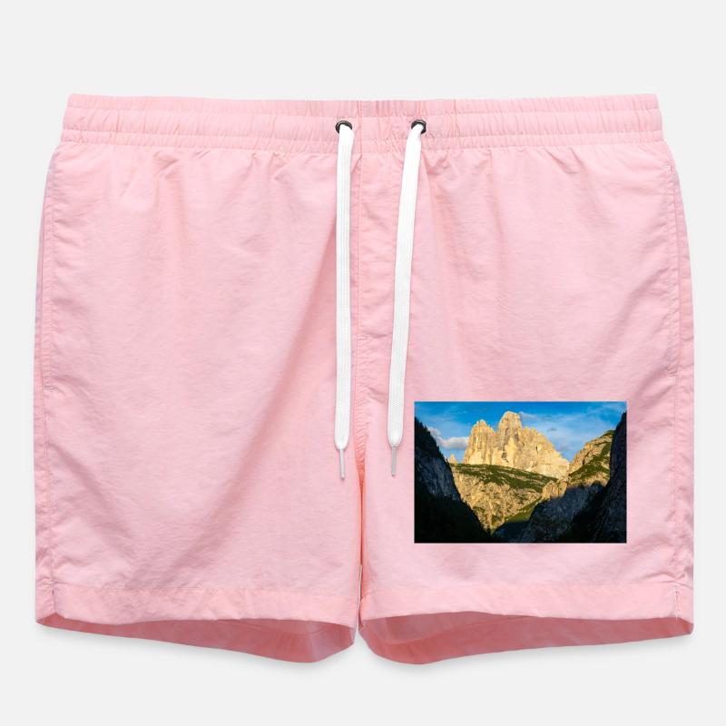 Three Peaks in the evening light - Swim Trunks - pink