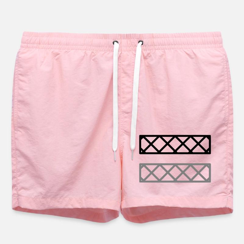 Fence Grid Pattern Frame - Swim Trunks - pink
