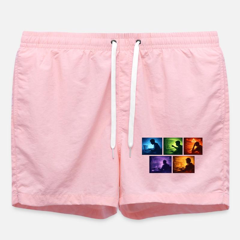 Neon-Coding: Bildschirmwelten - Badeshorts - Pink