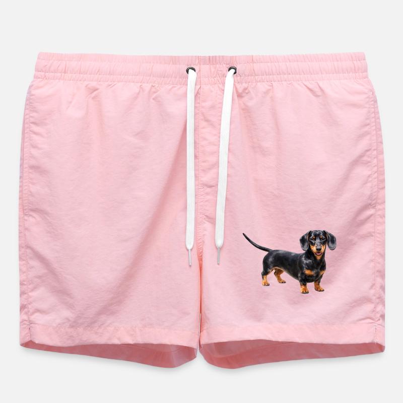 Schwarzer Dackel mit roten Akzenten - Badeshorts - Pink