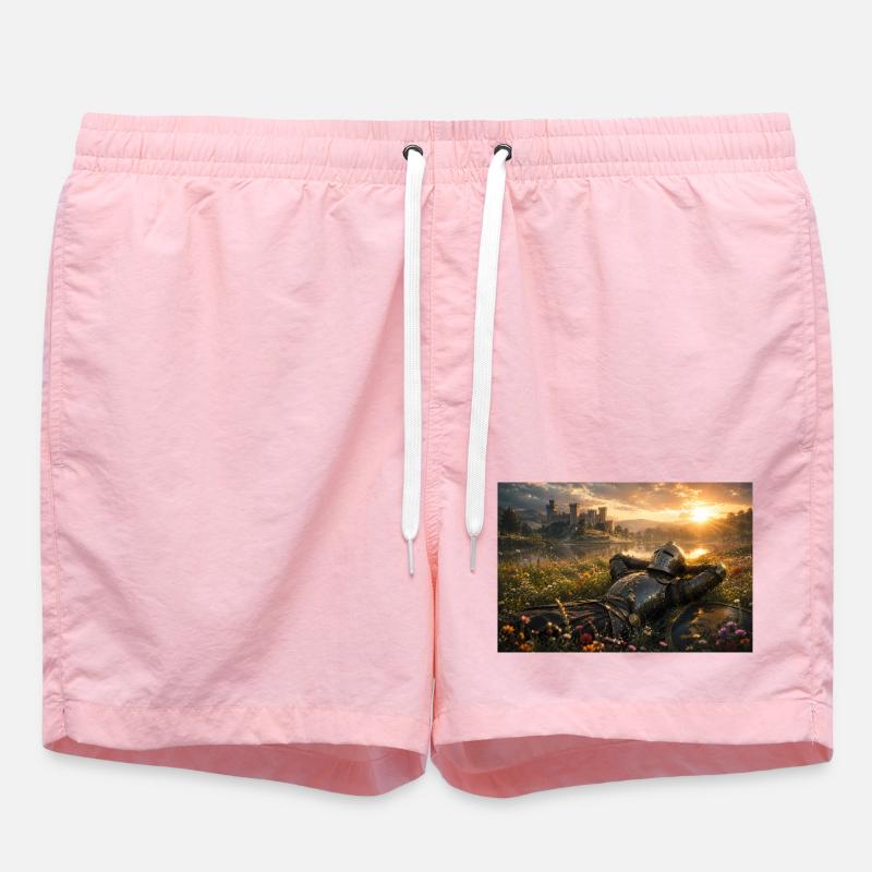 Sunset Knight by Castle Field - Swim Trunks - pink