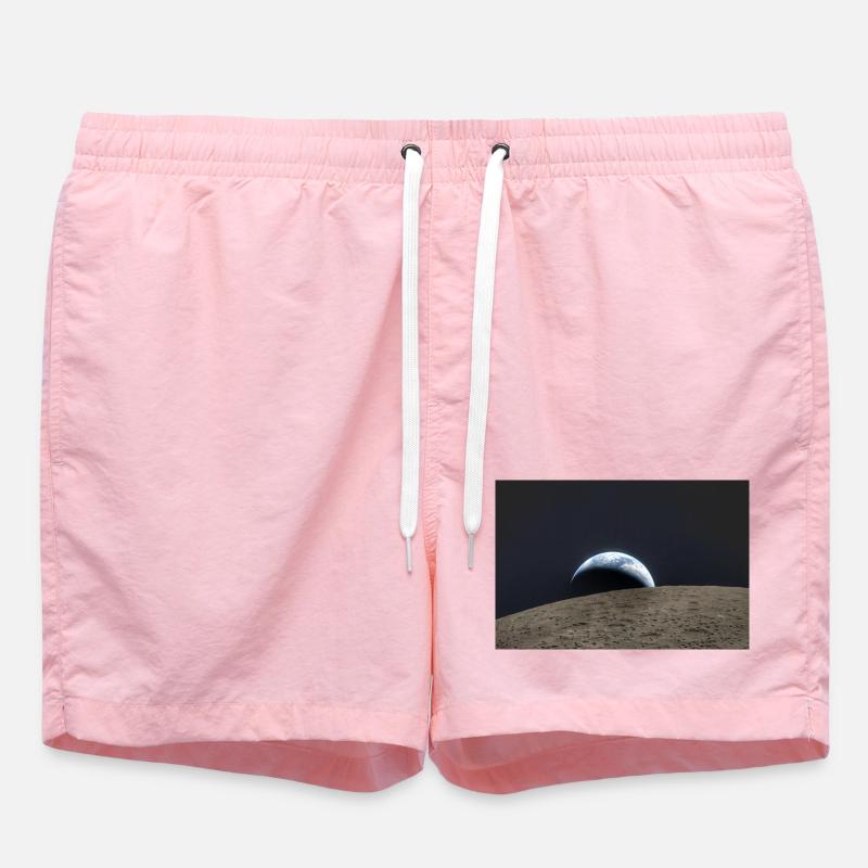Earth over lunar surface - Swim Trunks - pink