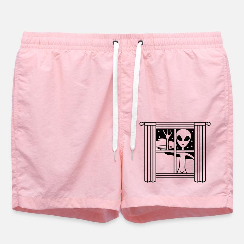 Fenêtre OVNI extraterrestre la nuit - Short de bain - rose