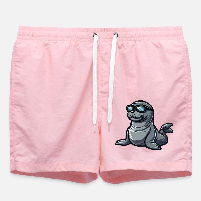 Seal Animal Comic Cool - Swim Trunks - pink
