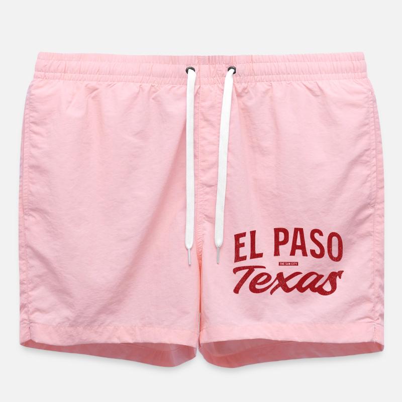 El Paso Texas Retro Script - Swim Trunks - pink