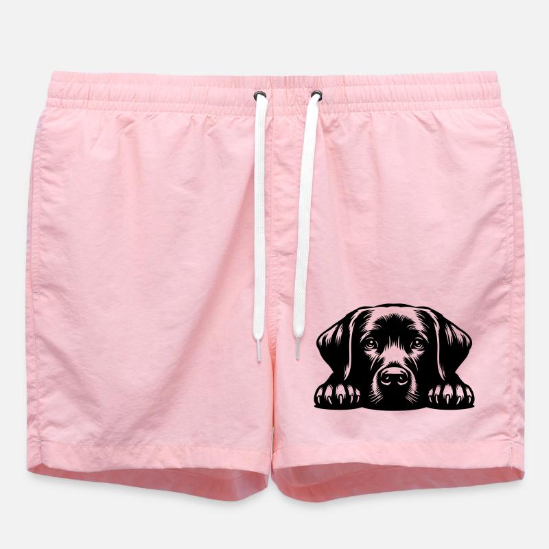 Labrador Head with Paws - Swim Trunks - pink