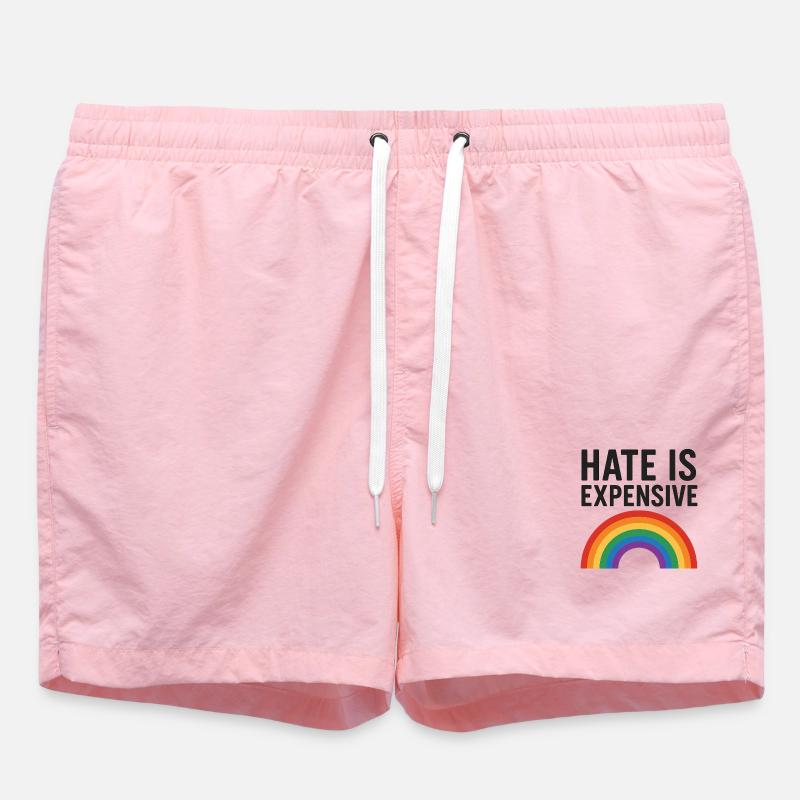 Hate Is Expensive Rainbow - Swim Trunks - pink