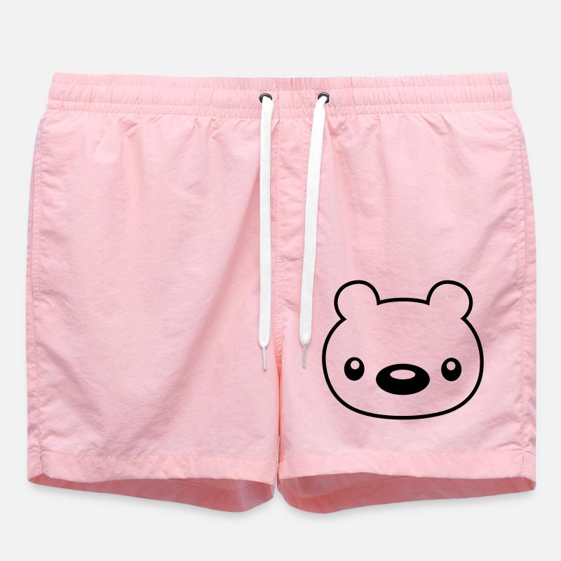 bear teddy face head - Swim Trunks - pink