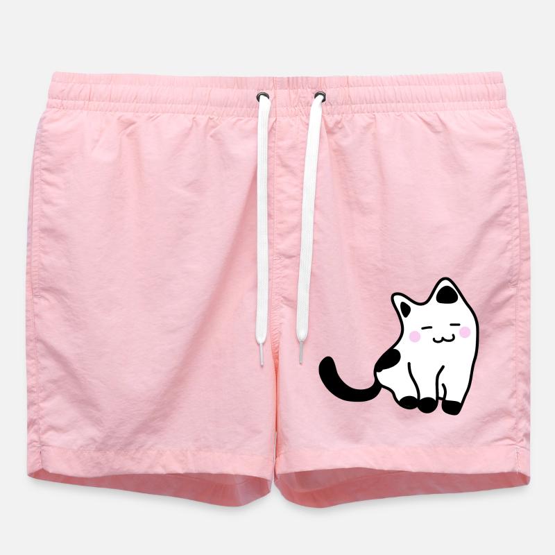 White kitten - Swim Trunks - pink