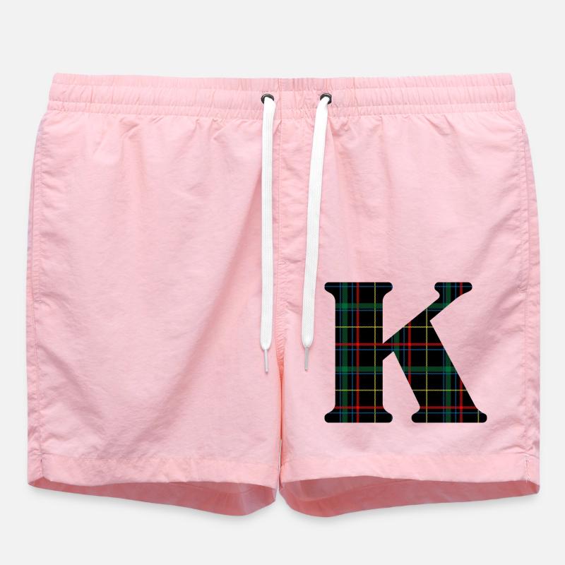 Monogramm k schottischer Tartan - Badeshorts - Pink
