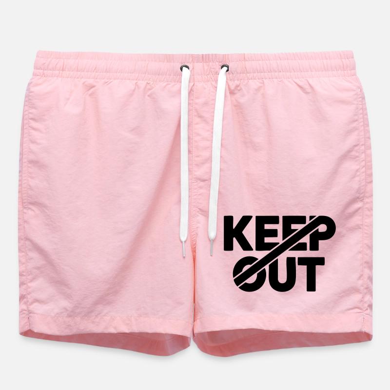 Keep Out Warning Sign - Swim Trunks - pink