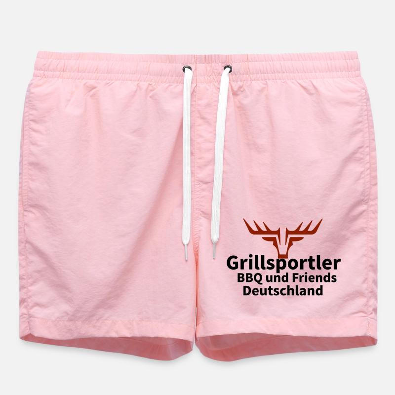 Deer Head Silhouette Rust - Swim Trunks - pink