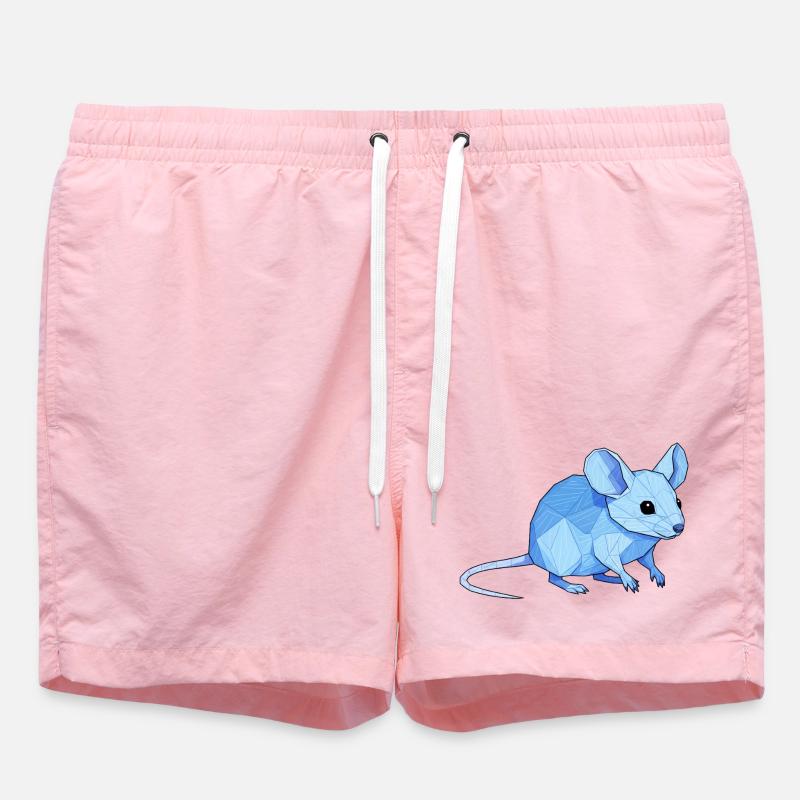 Blue Low-Poly Mouse - Swim Trunks - pink