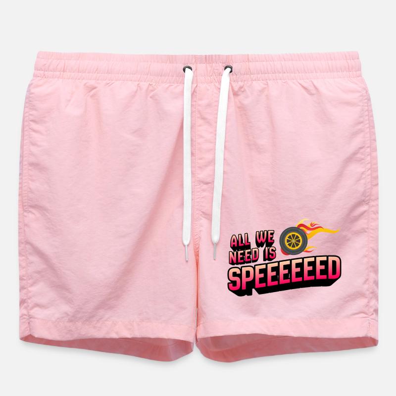 All We Need Is Speed with Fire Hoops - Swim Trunks - pink