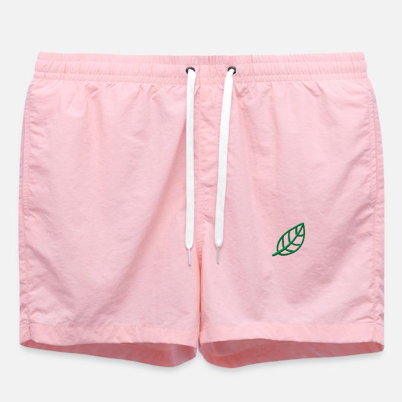 Leaf embroidered - Swim Trunks - pink