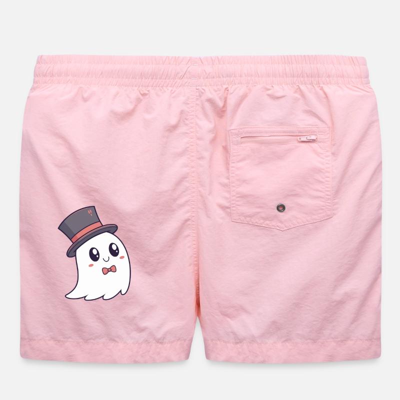 Fancy Ghost Hat and Bow Tie - Swim Trunks - pink