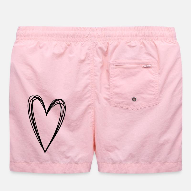 Heart scribble doodle scribble icon love - Swim Trunks - pink