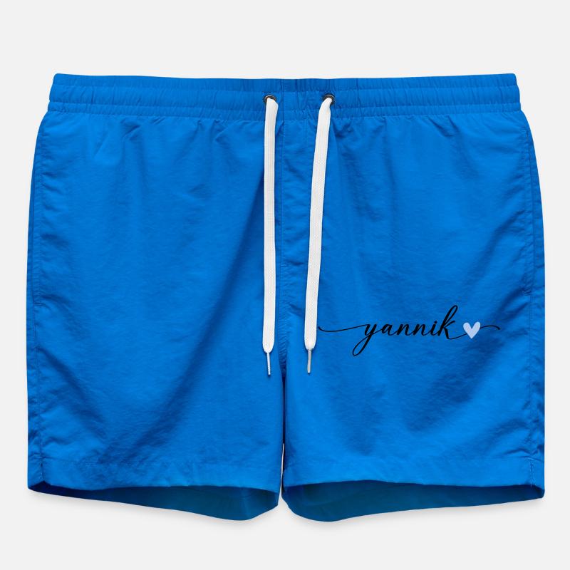 Yannik Name Calligraphy Font - Swim Trunks - cobalt blue