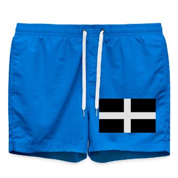 Saint Piran's Flag - Flag of Cornwall - Swim Trunks - cobalt blue - Front