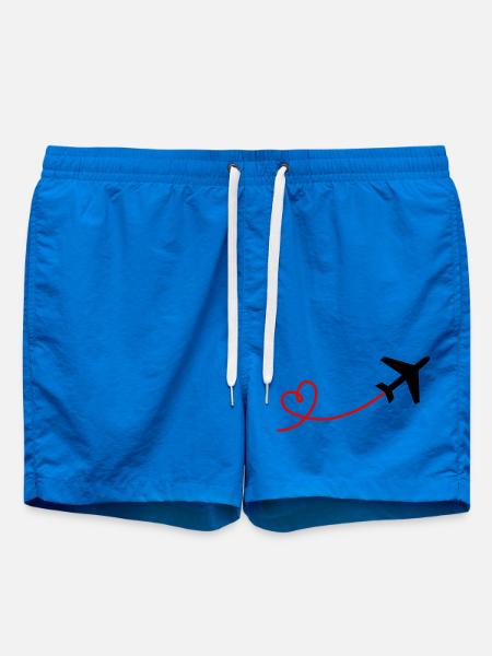 Flugzeug Flieger mit Herz in schwarz rot - Badeshorts - Cobalt blue