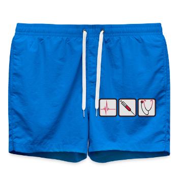 arzt 3 button spritze logo Stethoskop abhoeren her - Badeshorts - Cobalt blue - Vorne