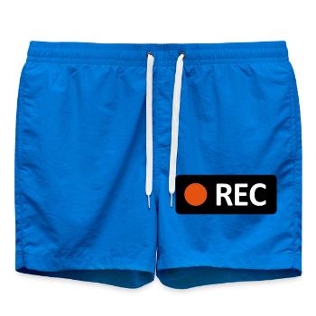 Camera REC recording button. Record, live, rec - Swim Trunks - cobalt blue - Front