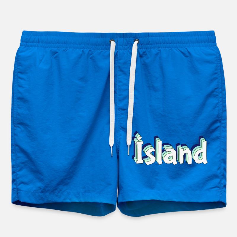 Islande – Lettrage tropical 3D - Short de bain - cobalt blue