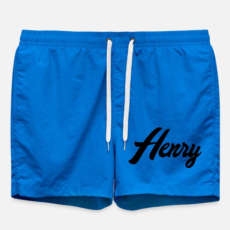 Henry Name Black - Swim Trunks - cobalt blue