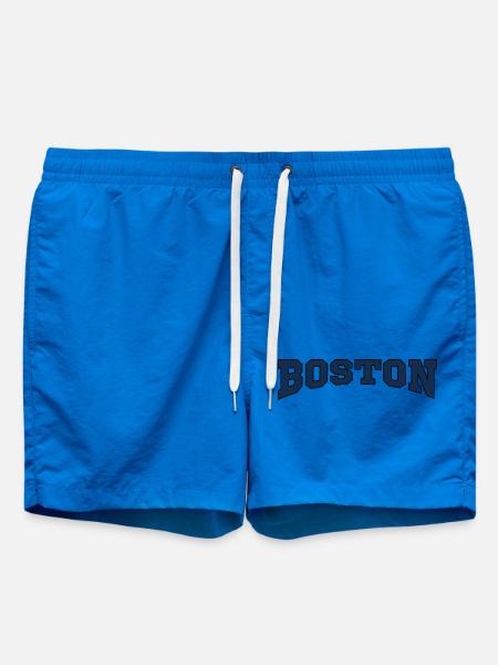 Boston Block Font Logo - Swim Trunks - cobalt blue