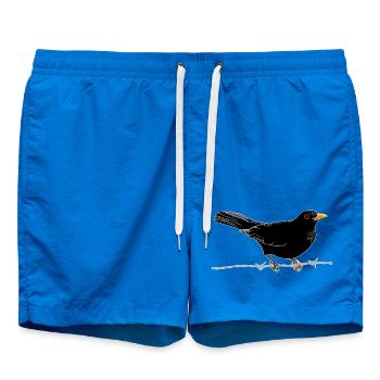Blackbird on barbed wire - Swim Trunks - cobalt blue - Front