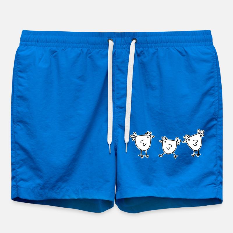 3 chickens hens feathered cattle - Swim Trunks - cobalt blue
